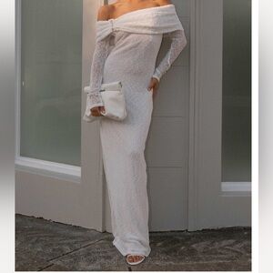 Elegant White Long Sleeve Gown